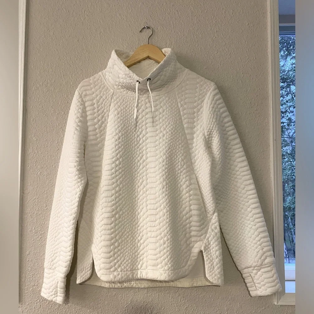 White Boxy Ribbed Sweatshirt - Picture 1 of 5